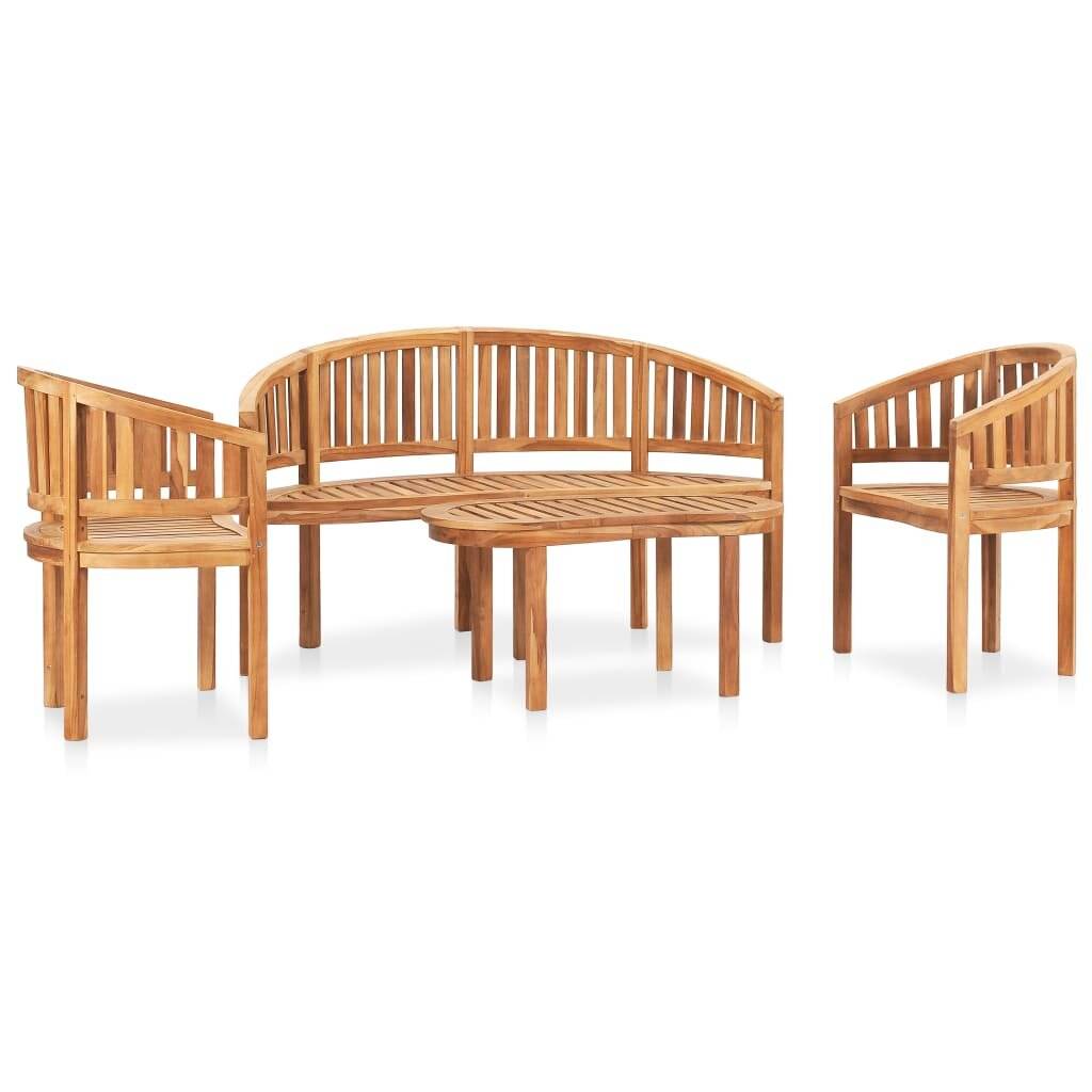 4-tlg. Garten-Lounge-Set Massivholz Teak-2