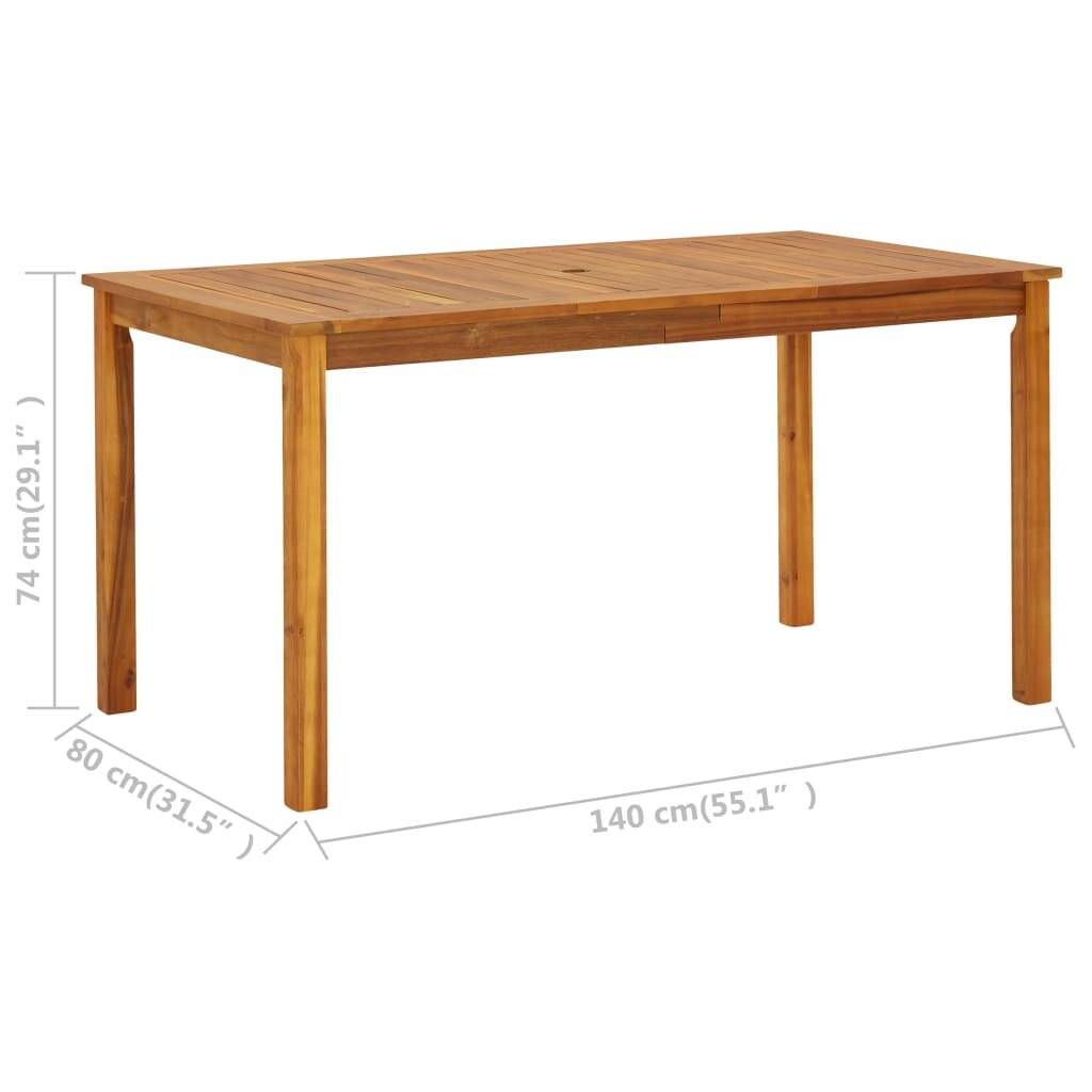 Gartentisch 140x80x74 cm Massivholz Akazie-6