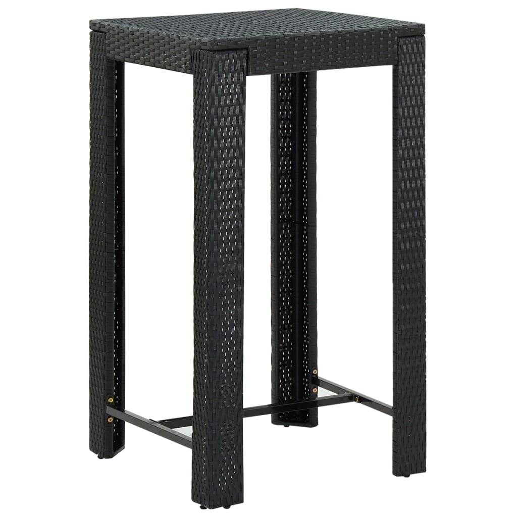 vidaXL Garten-Bartisch Schwarz 60,5x60,5x110,5 cm Poly Rattan-5
