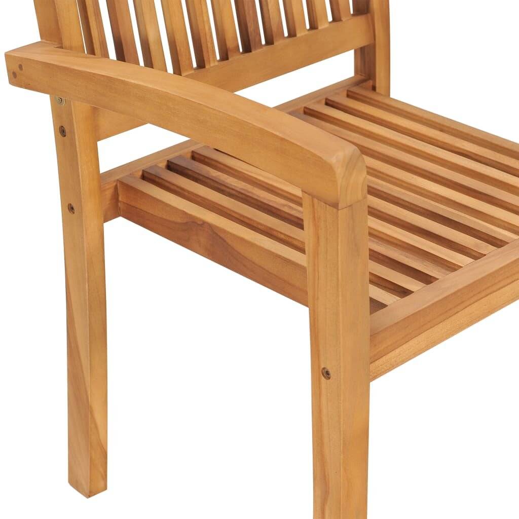 Stapelbare Gartenstühle mit Kissen 8 Stk. Massivholz Teak-5