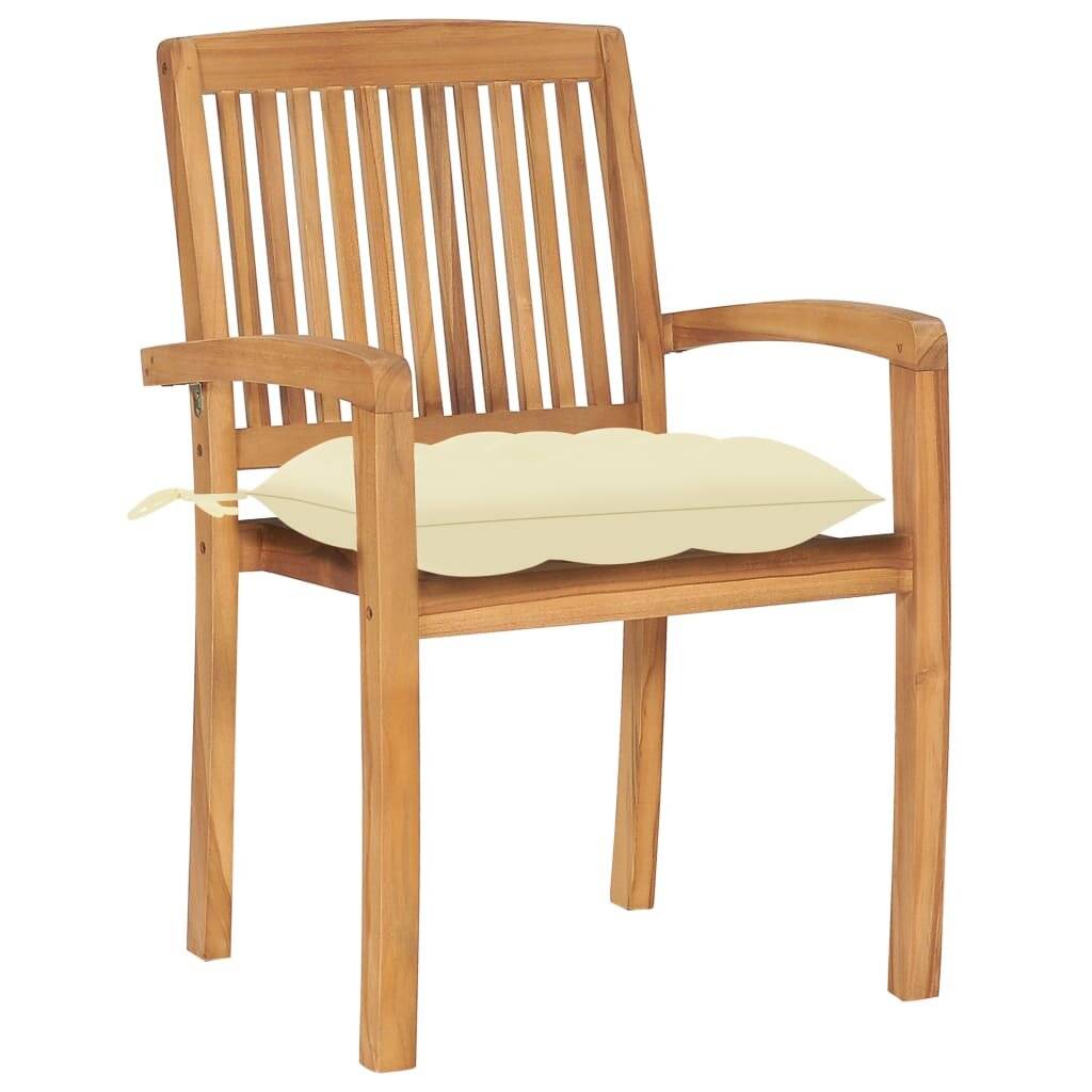 Stapelbare Gartenstühle mit Kissen 8 Stk. Massivholz Teak-1