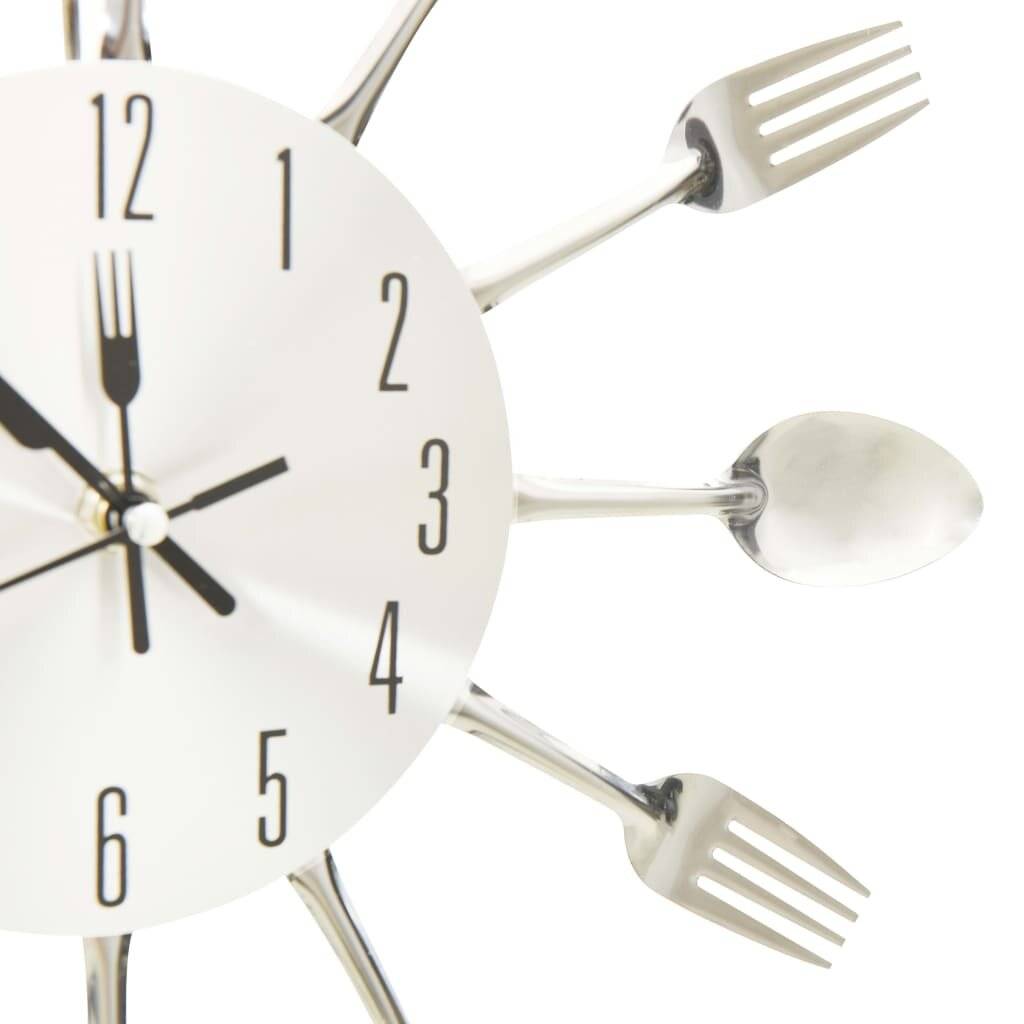 vidaXL Wanduhr mit Löffel und Gabel Design Silbern 31 cm Aluminium-3