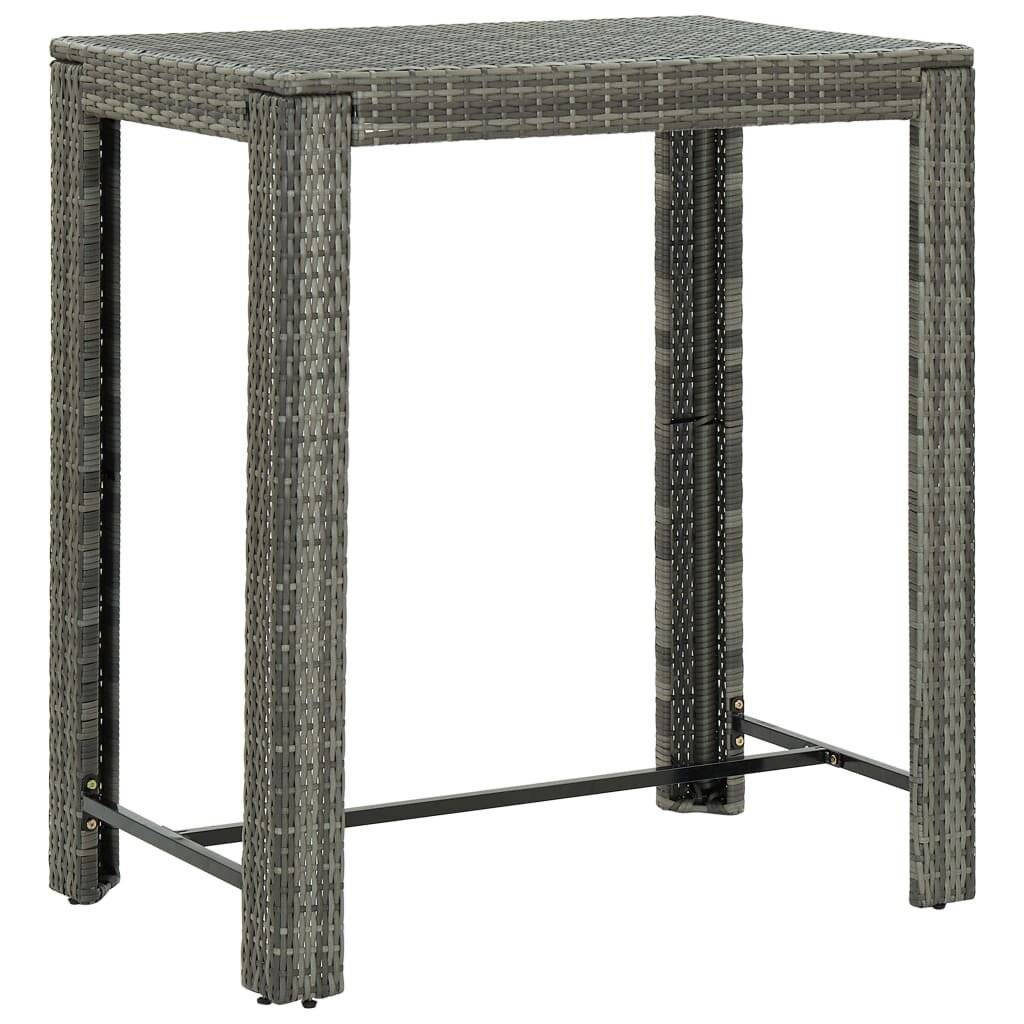 5-tlg. Gartenbar-Set mit Kissen Poly Rattan Grau-6