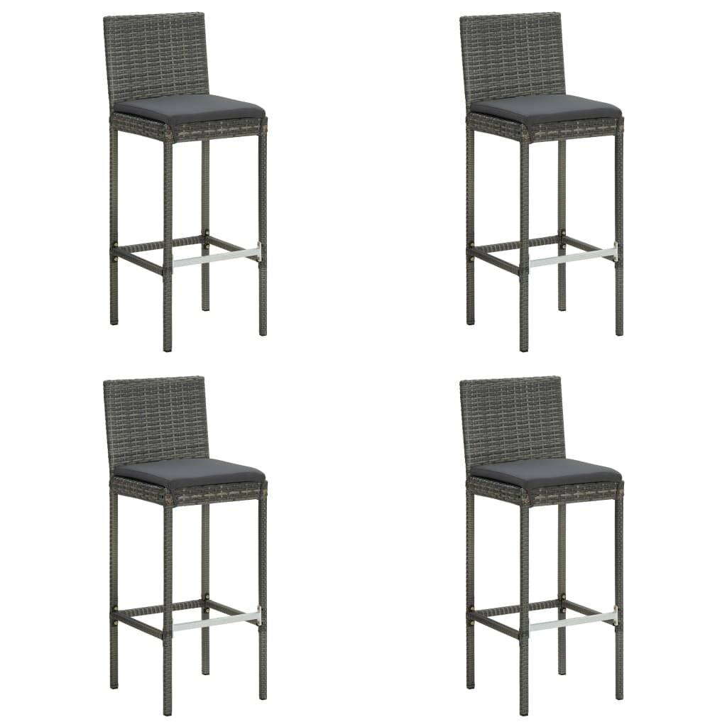 5-tlg. Gartenbar-Set mit Kissen Poly Rattan Grau-1