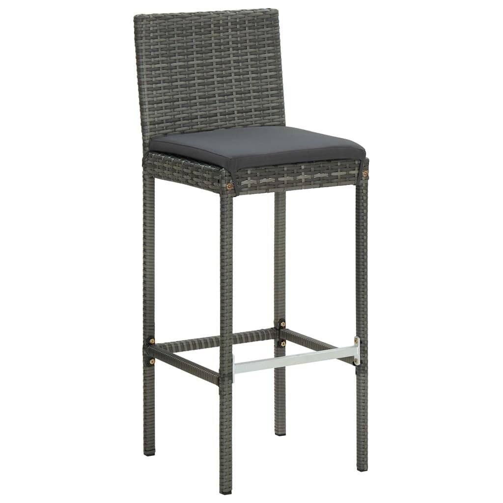 5-tlg. Gartenbar-Set mit Kissen Poly Rattan Grau-2