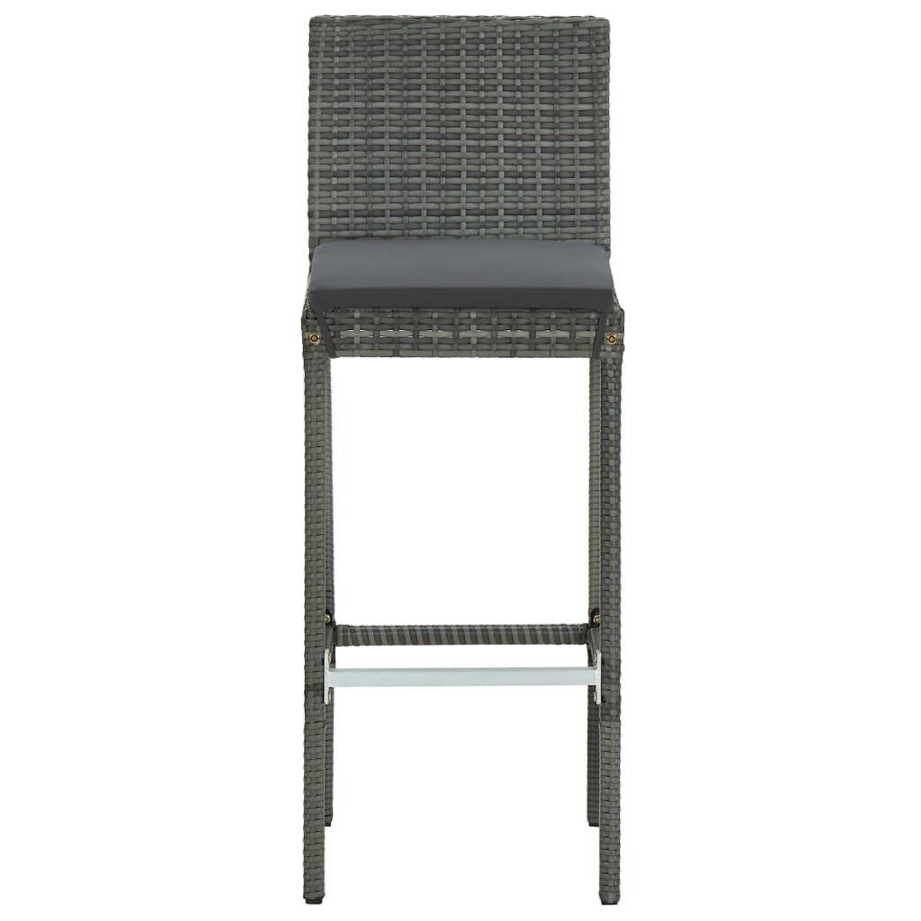 5-tlg. Gartenbar-Set mit Kissen Poly Rattan Grau-3