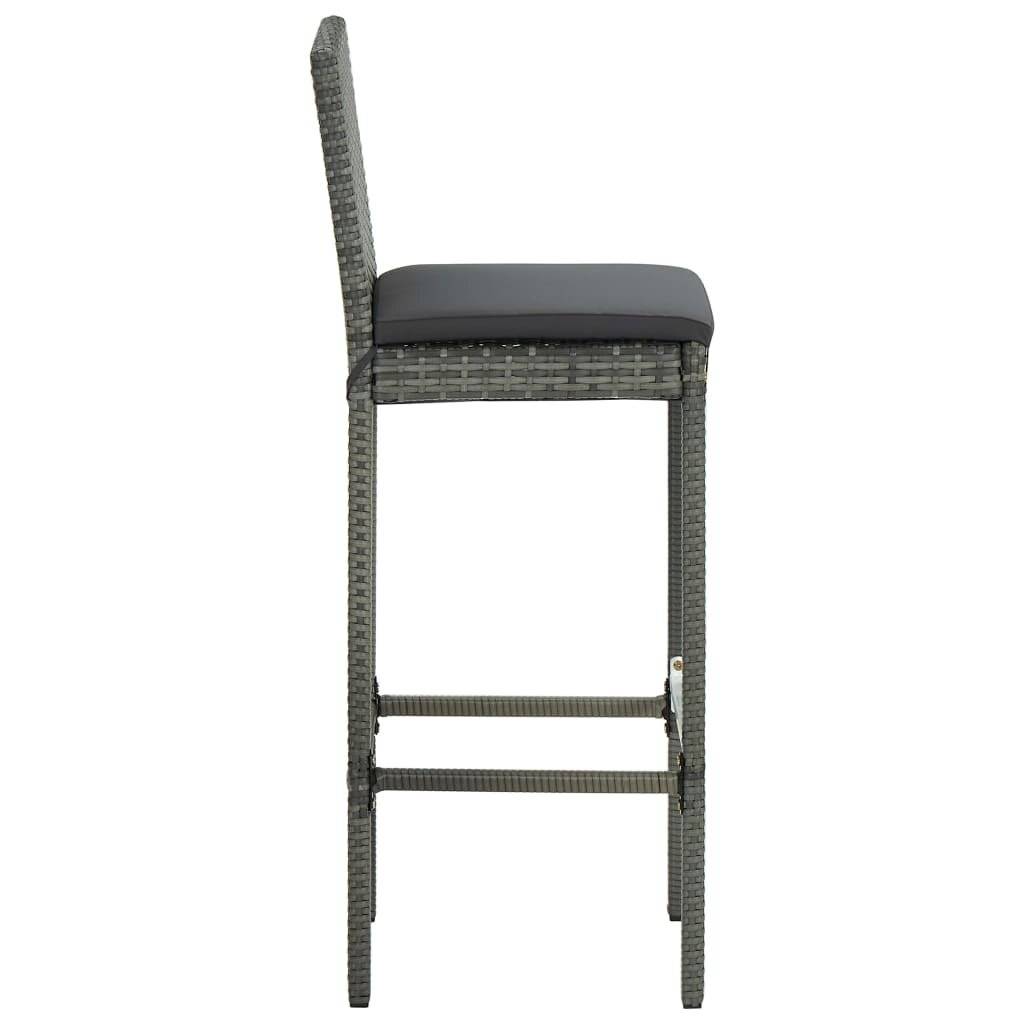 5-tlg. Gartenbar-Set mit Kissen Poly Rattan Grau-4