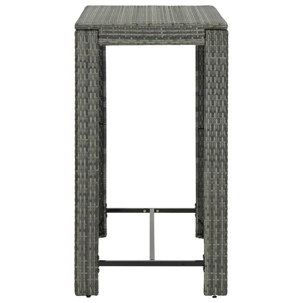 Symbolbild für 5-tlg. Gartenbar-Set mit Kissen Poly Rattan Grau