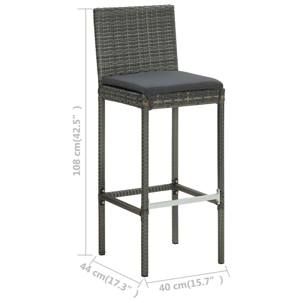 Symbolbild für 5-tlg. Gartenbar-Set mit Kissen Poly Rattan Grau