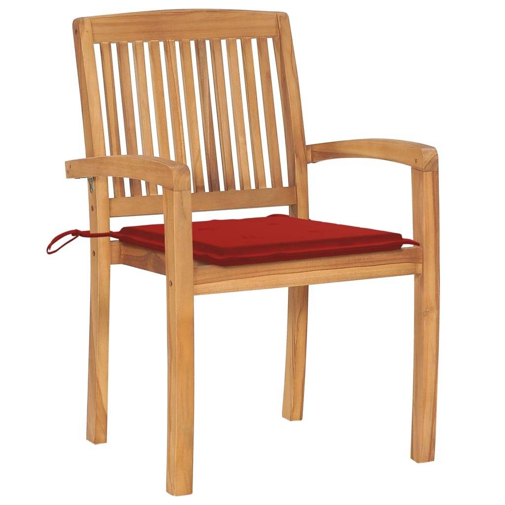 Stapelbare Gartenstühle mit Kissen 4 Stk. Massivholz Teak-1