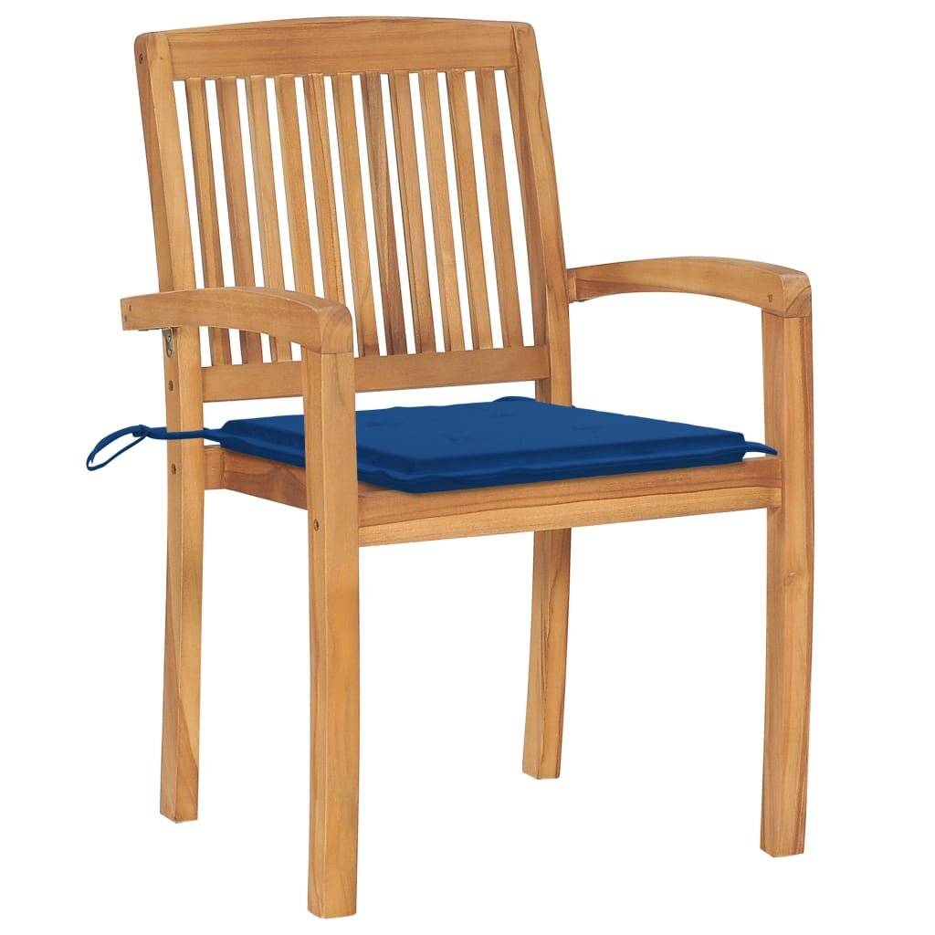 Stapelbare Gartenstühle mit Kissen 6 Stk. Massivholz Teak-2