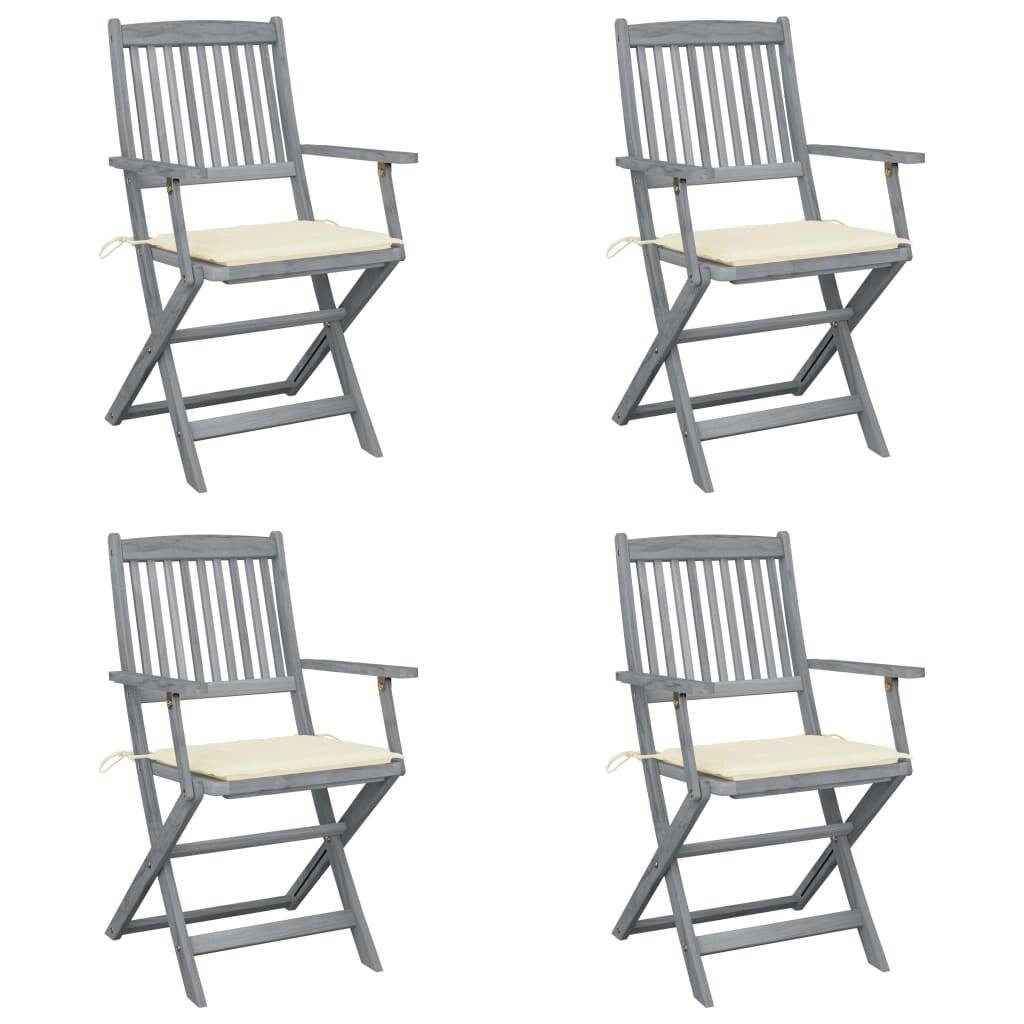 Klappbare Gartenstühle 4 Stk. mit Sitzkissen Massivholz Akazie-0