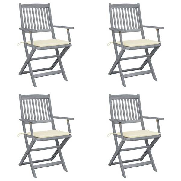 Klappbare Gartenstühle 4 Stk. mit Sitzkissen Massivholz Akazie