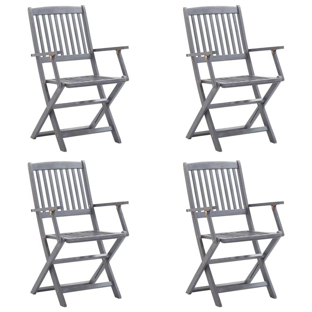 Klappbare Gartenstühle 4 Stk. mit Sitzkissen Massivholz Akazie-1