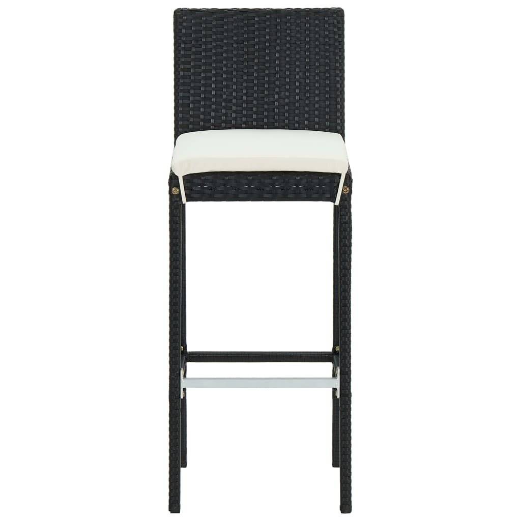 Symbolbild für 3-tlg. Gartenbar-Set mit Kissen Poly Rattan Schwarz