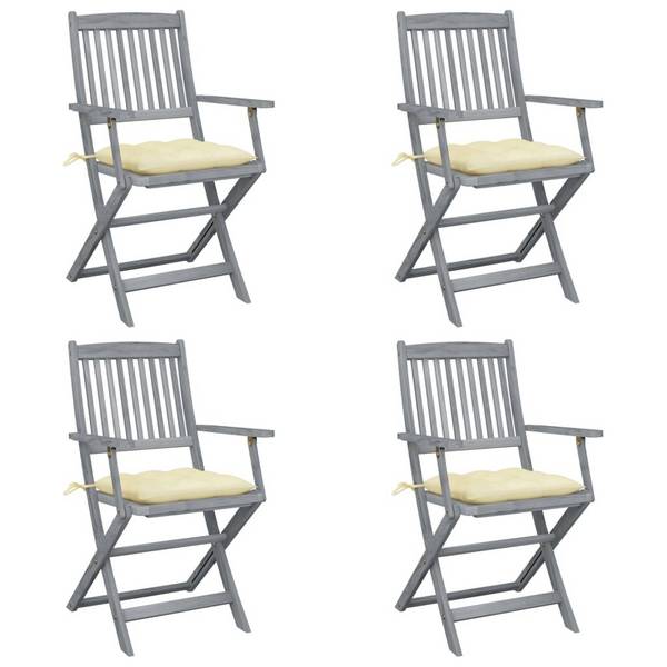 Klappbare Gartenstühle 4 Stk. mit Kissen Massivholz Akazie