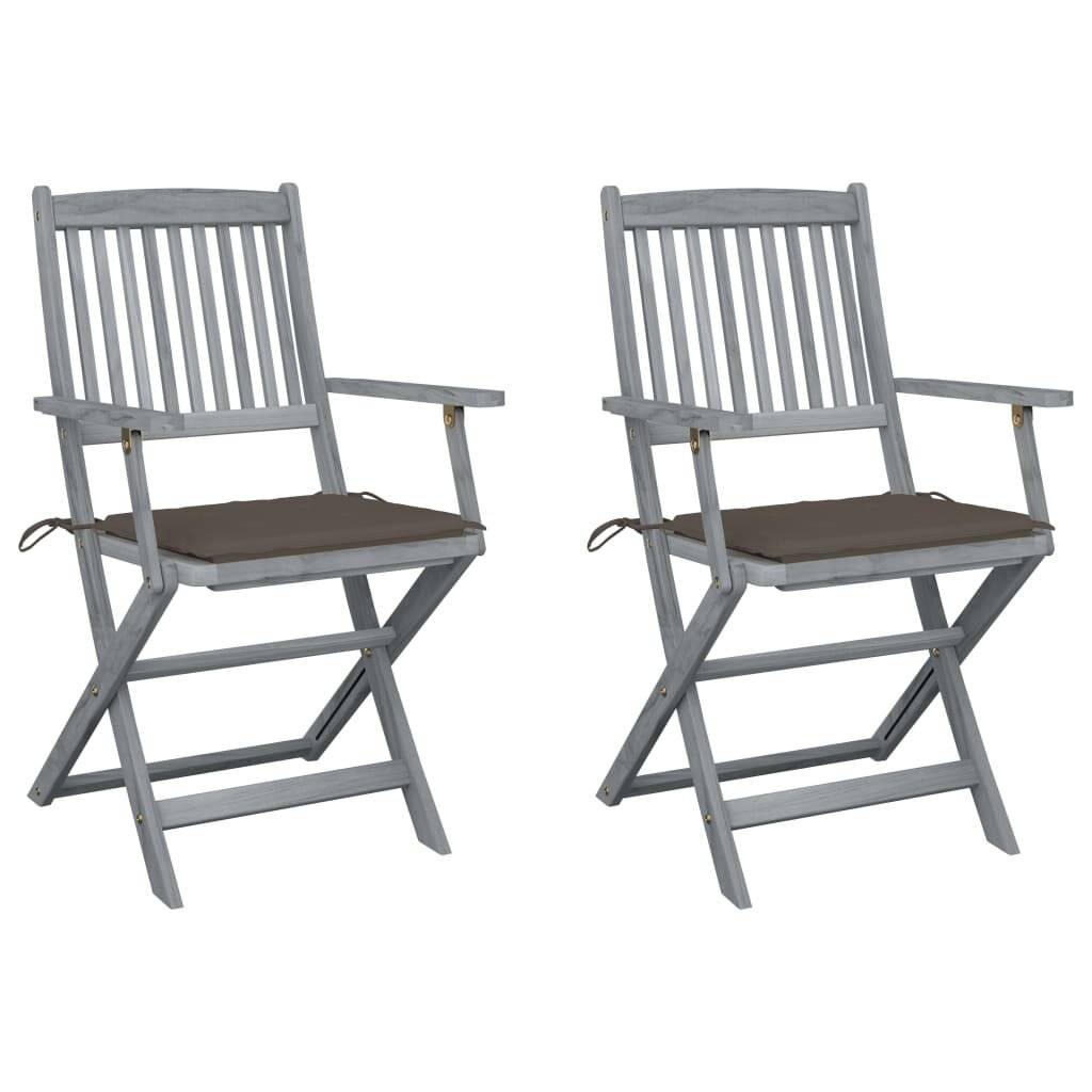 Klappbare Gartenstühle 2 Stk. mit Sitzkissen Massivholz Akazie-0