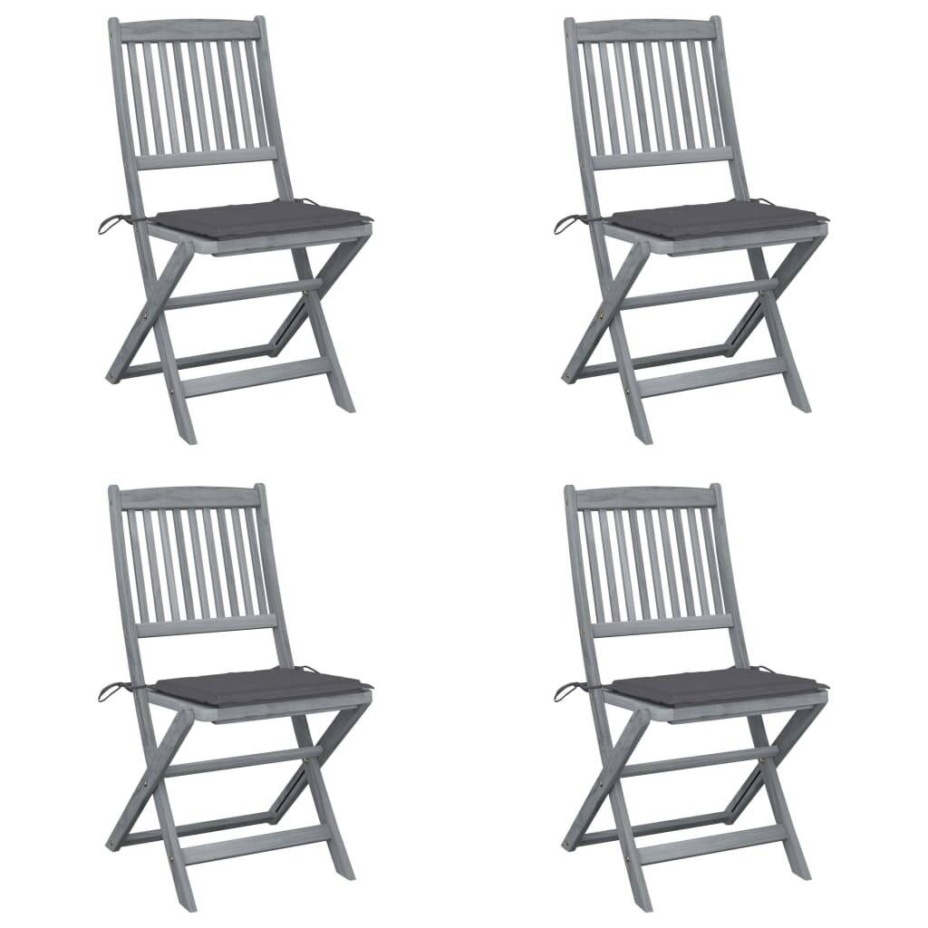 Klappbare Gartenstühle 4 Stk. mit Kissen Massivholz Akazie-0