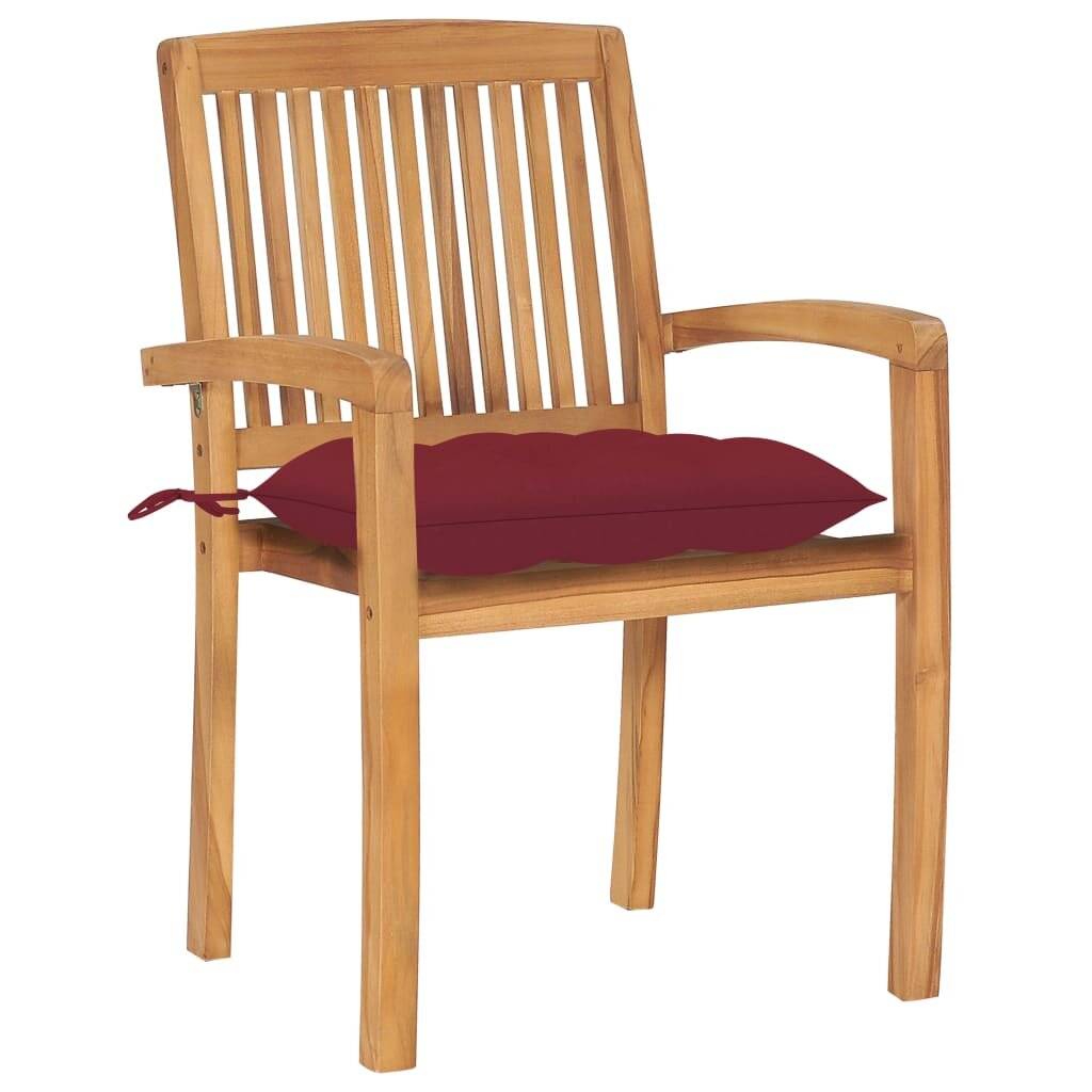 Stapelbare Gartenstühle mit Kissen 8 Stk. Massivholz Teak-1