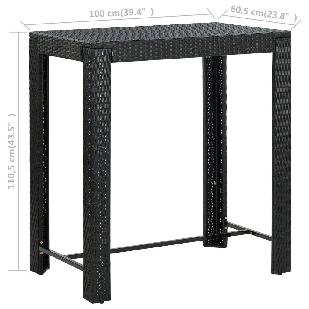 Garten-Bartisch Schwarz 100x60,5x110,5 cm Poly Rattan-5