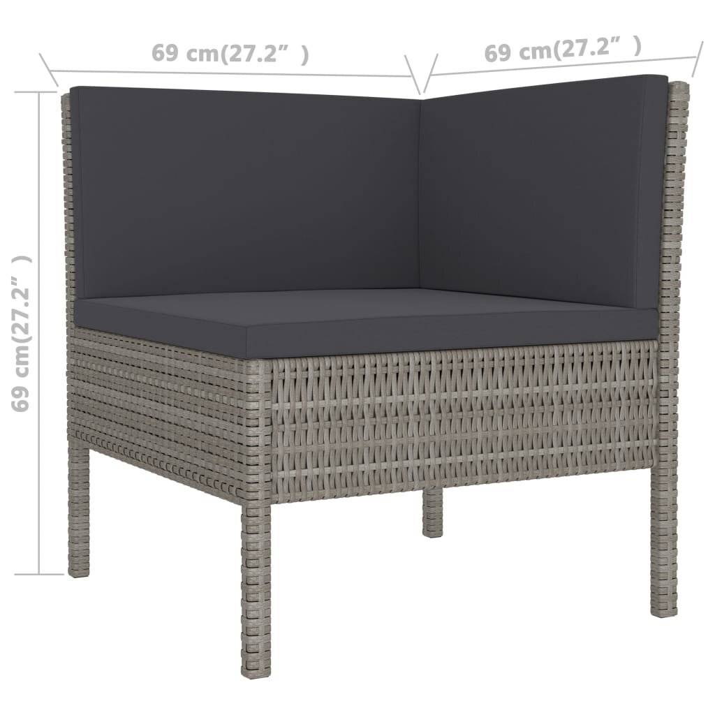 3-tlg. Garten-Lounge-Set mit Auflagen Poly Rattan Grau-5