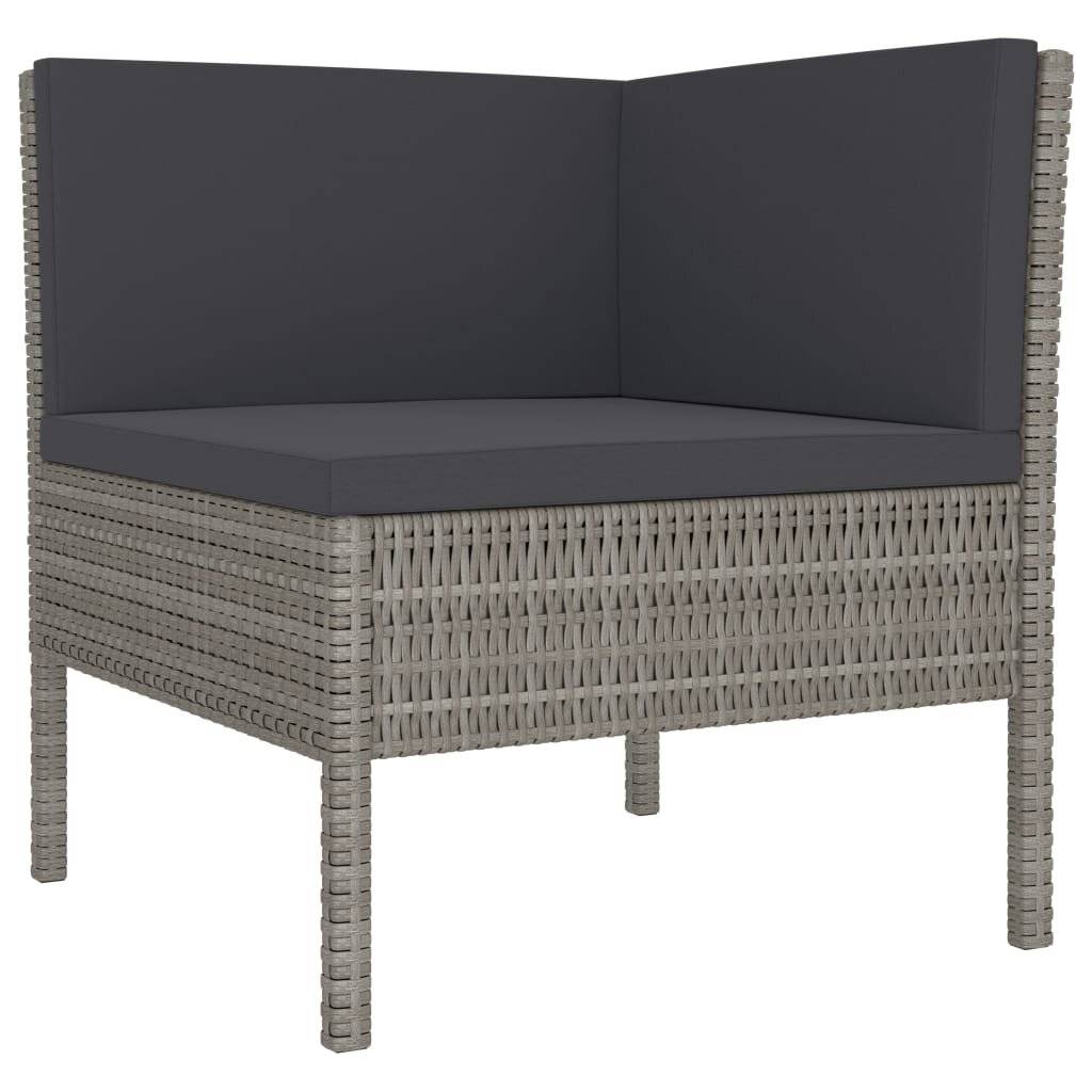 3-tlg. Garten-Lounge-Set mit Auflagen Poly Rattan Grau-2