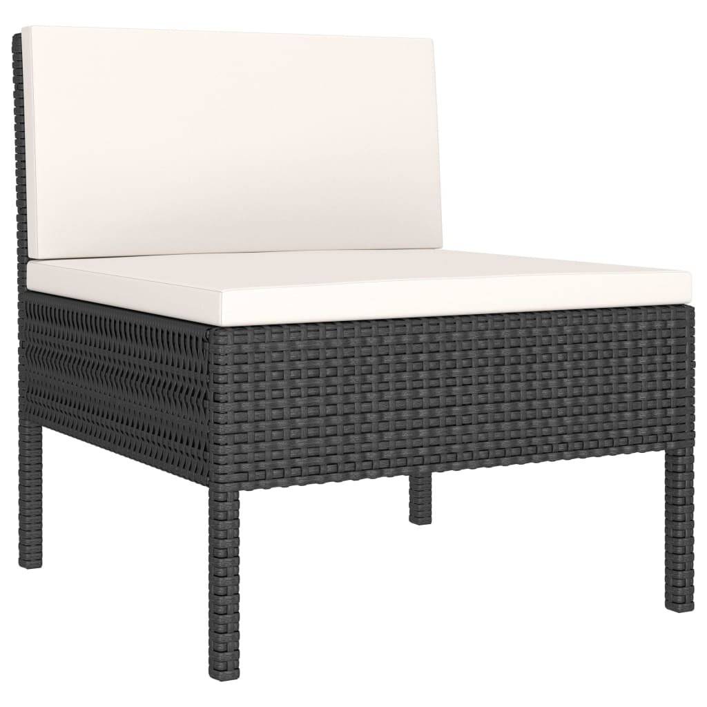 2-tlg. Garten-Lounge-Set mit Auflagen Poly Rattan Schwarz-2