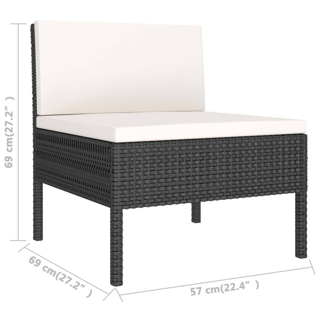 2-tlg. Garten-Lounge-Set mit Auflagen Poly Rattan Schwarz-4