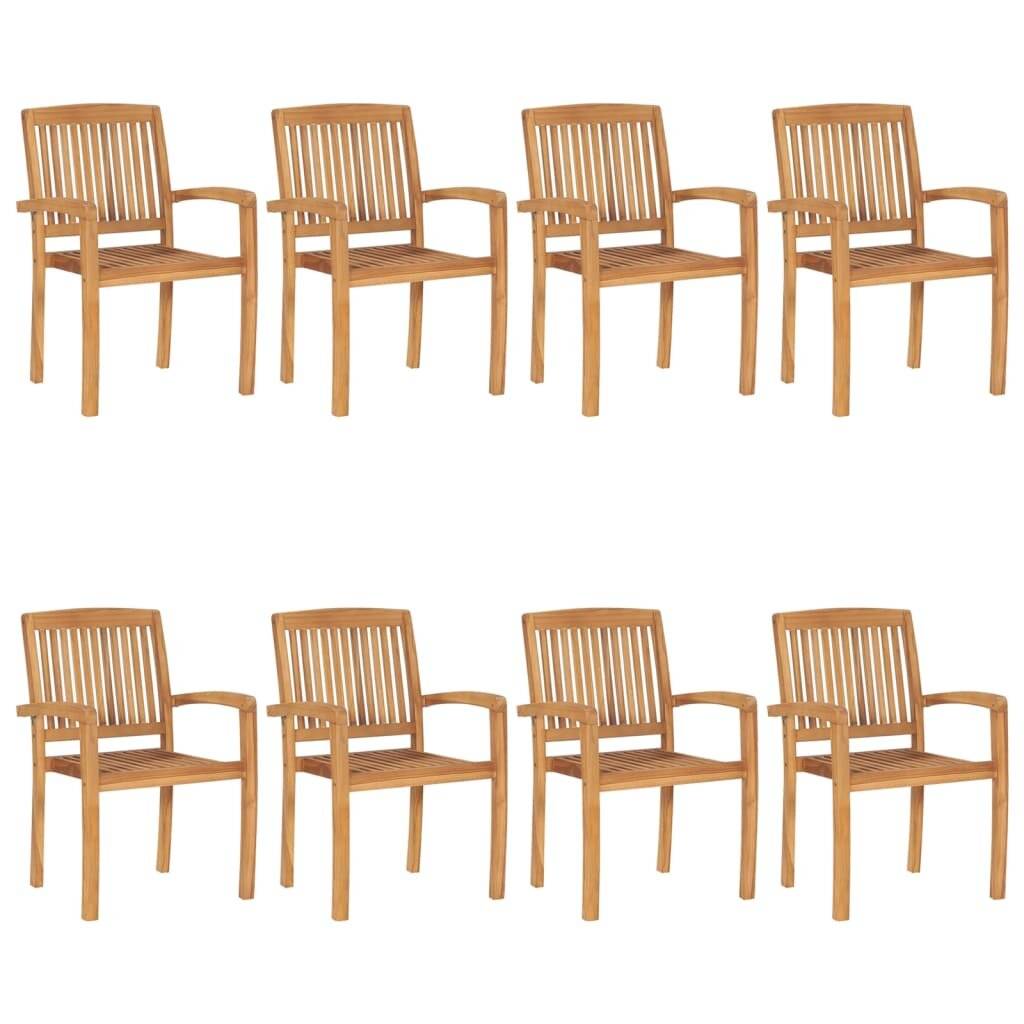 Stapelbare Gartenstühle mit Kissen 8 Stk. Massivholz Teak-2
