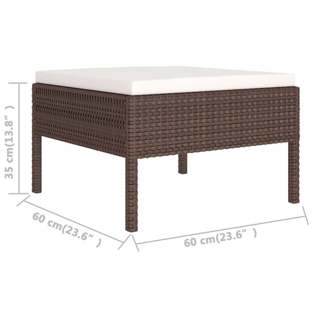2-tlg. Garten-Lounge-Set mit Auflagen Poly Rattan Braun-5