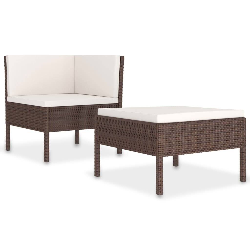 2-tlg. Garten-Lounge-Set mit Auflagen Poly Rattan Braun-1