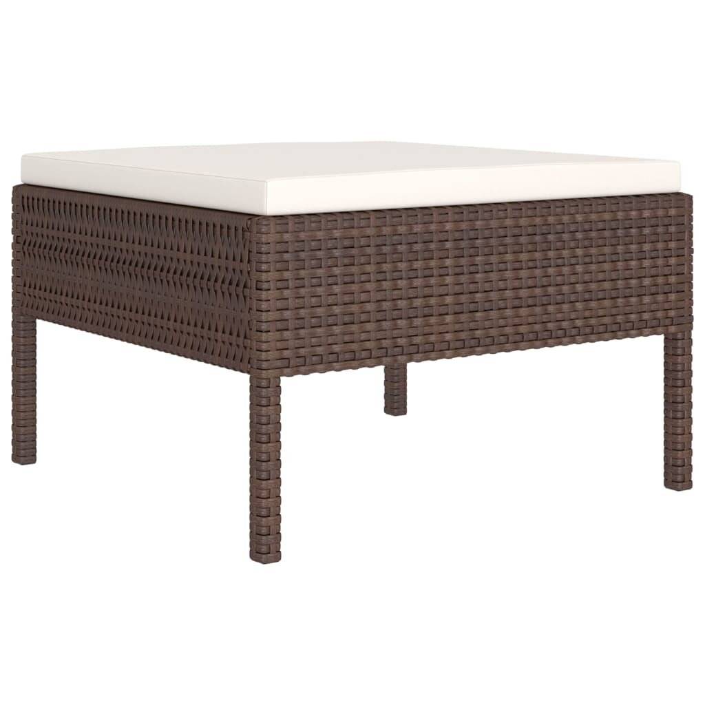 2-tlg. Garten-Lounge-Set mit Auflagen Poly Rattan Braun-3