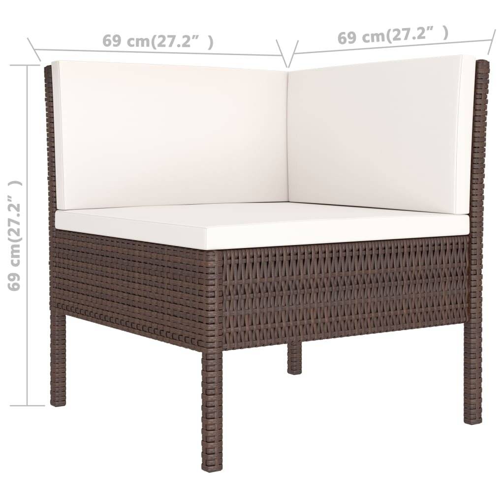 2-tlg. Garten-Lounge-Set mit Auflagen Poly Rattan Braun-4