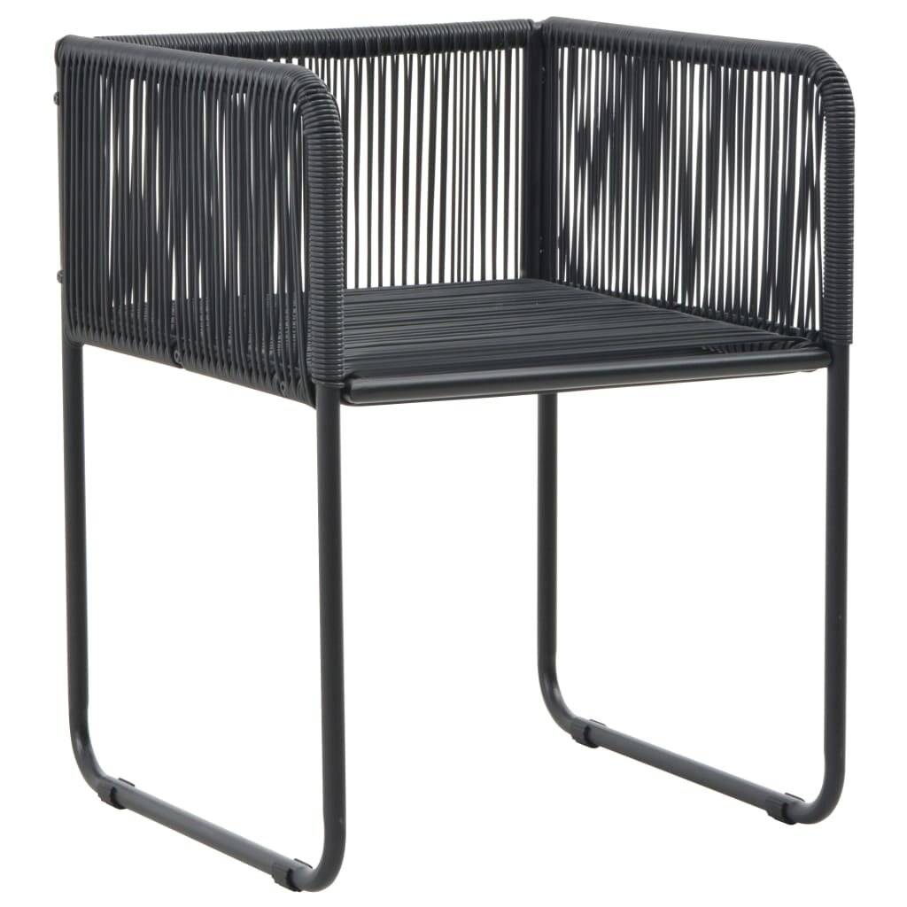 3-tlg. Garten-Essgruppe PVC Rattan Schwarz-1