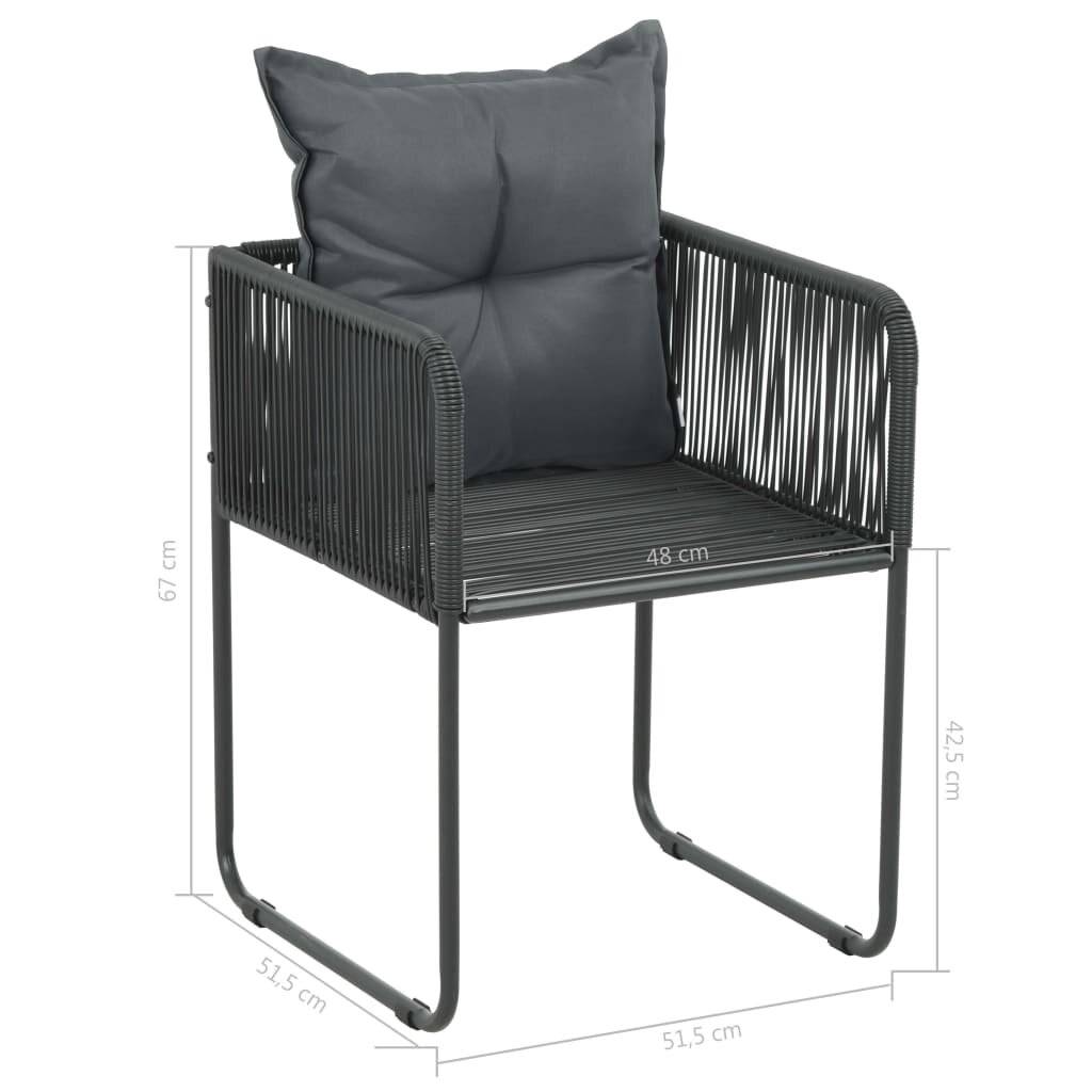Symbolbild für 3-tlg. Garten-Essgruppe PVC Rattan Schwarz