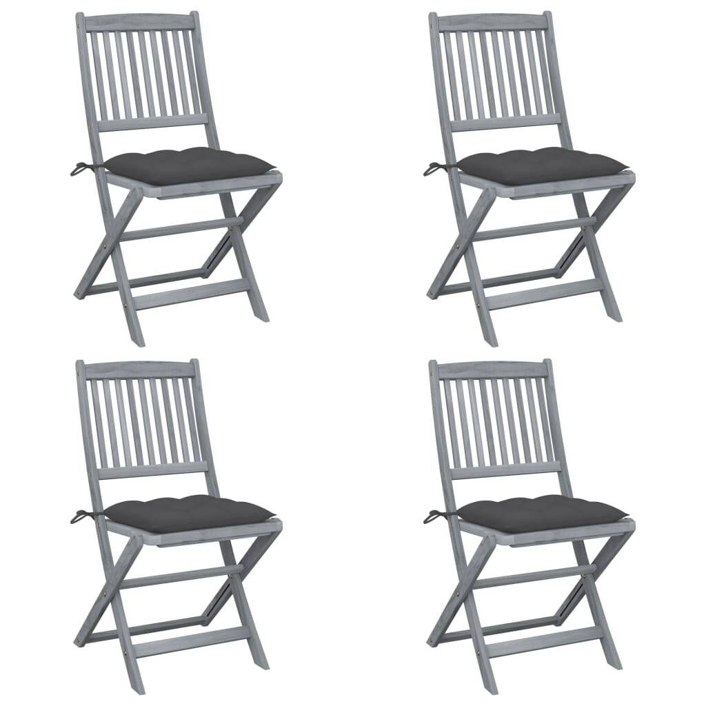 Klappbare Gartenstühle 4 Stk. mit Kissen Massivholz Akazie-0