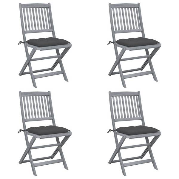 Klappbare Gartenstühle 4 Stk. mit Kissen Massivholz Akazie