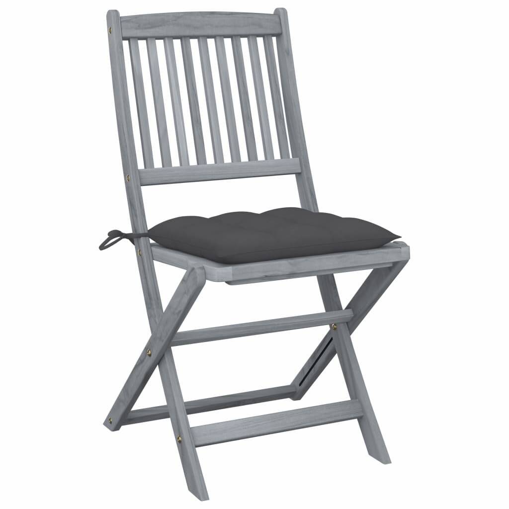 Klappbare Gartenstühle 4 Stk. mit Kissen Massivholz Akazie-1