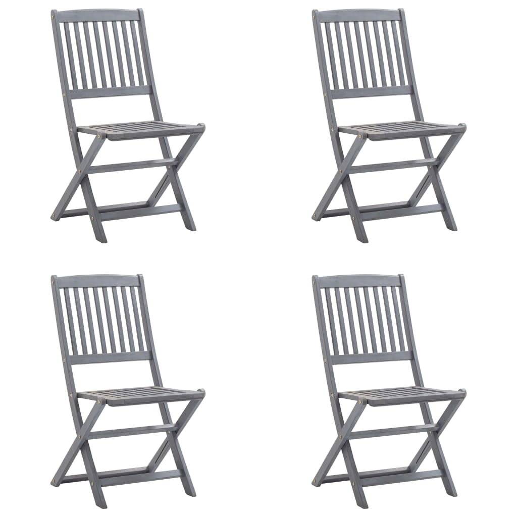 Klappbare Gartenstühle 4 Stk. mit Kissen Massivholz Akazie-2