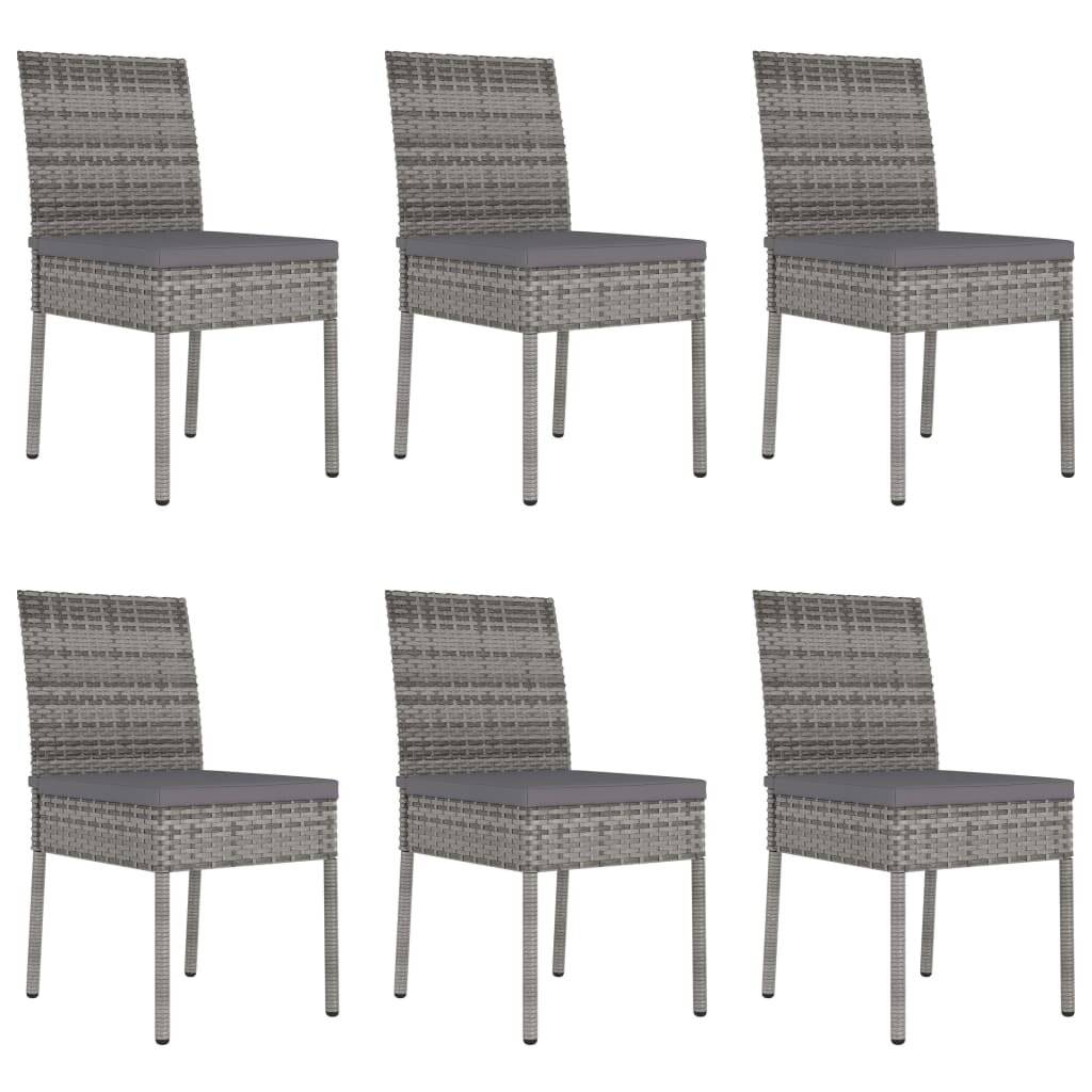7-tlg. Garten-Essgruppe Poly Rattan Grau-5