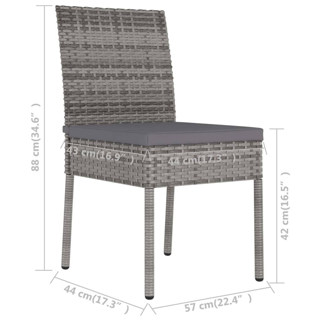 Symbolbild für 7-tlg. Garten-Essgruppe Poly Rattan Grau