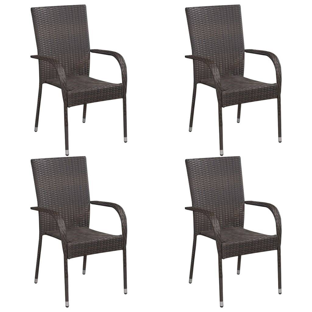 Stapelbare Gartenstühle 4 Stk. Poly Rattan Braun-0