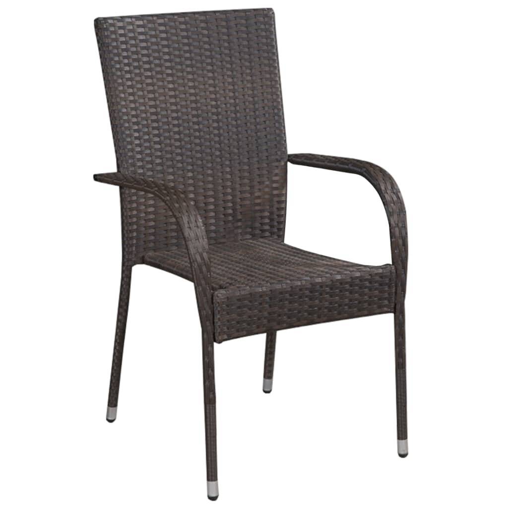 Stapelbare Gartenstühle 4 Stk. Poly Rattan Braun-1