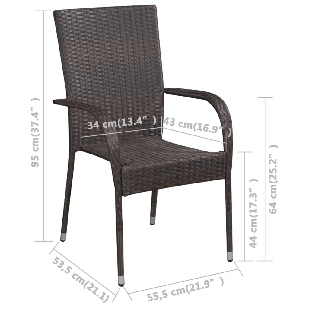 Stapelbare Gartenstühle 4 Stk. Poly Rattan Braun-4