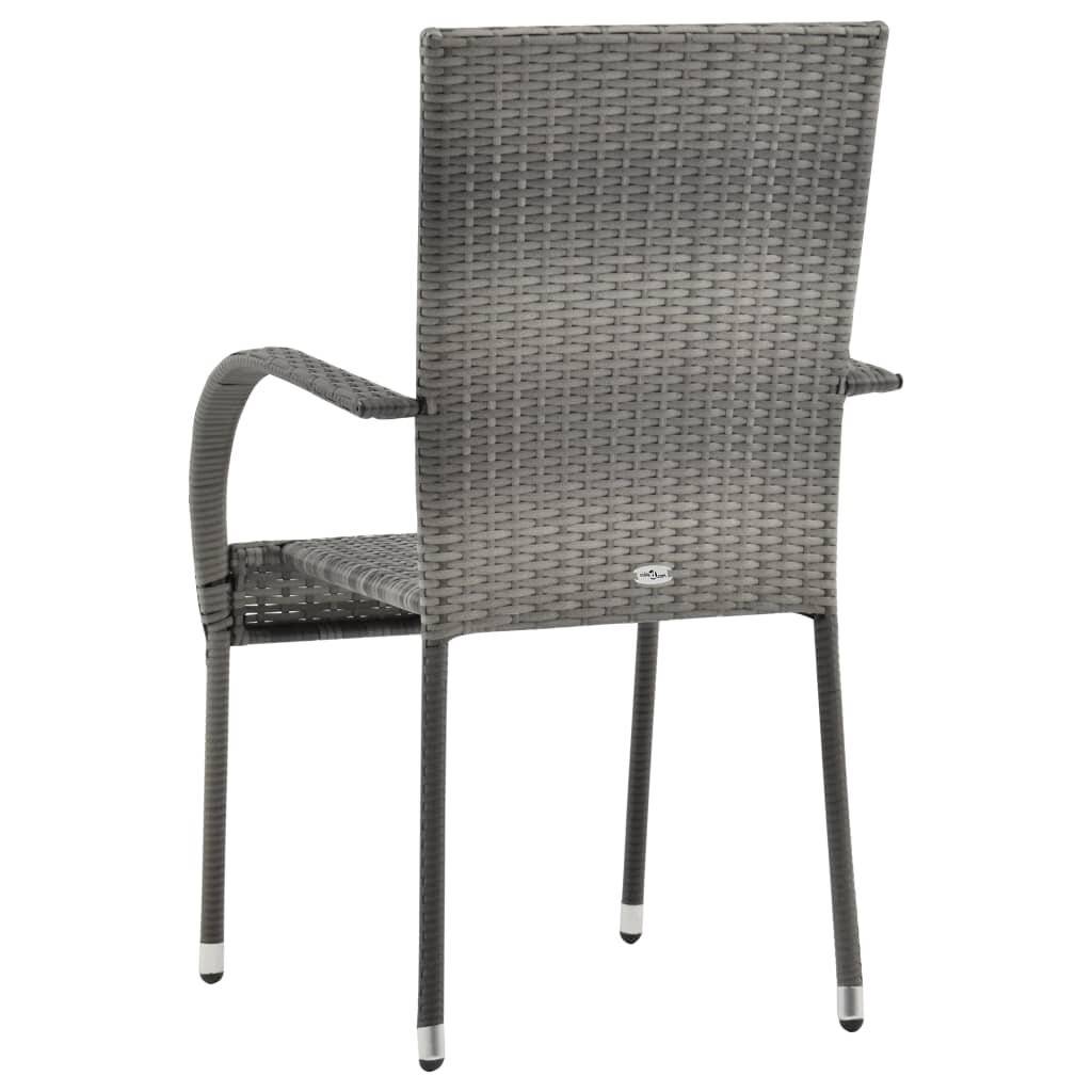 Gartenstühle Stapelbar 6 Stk. Grau Poly Rattan-5