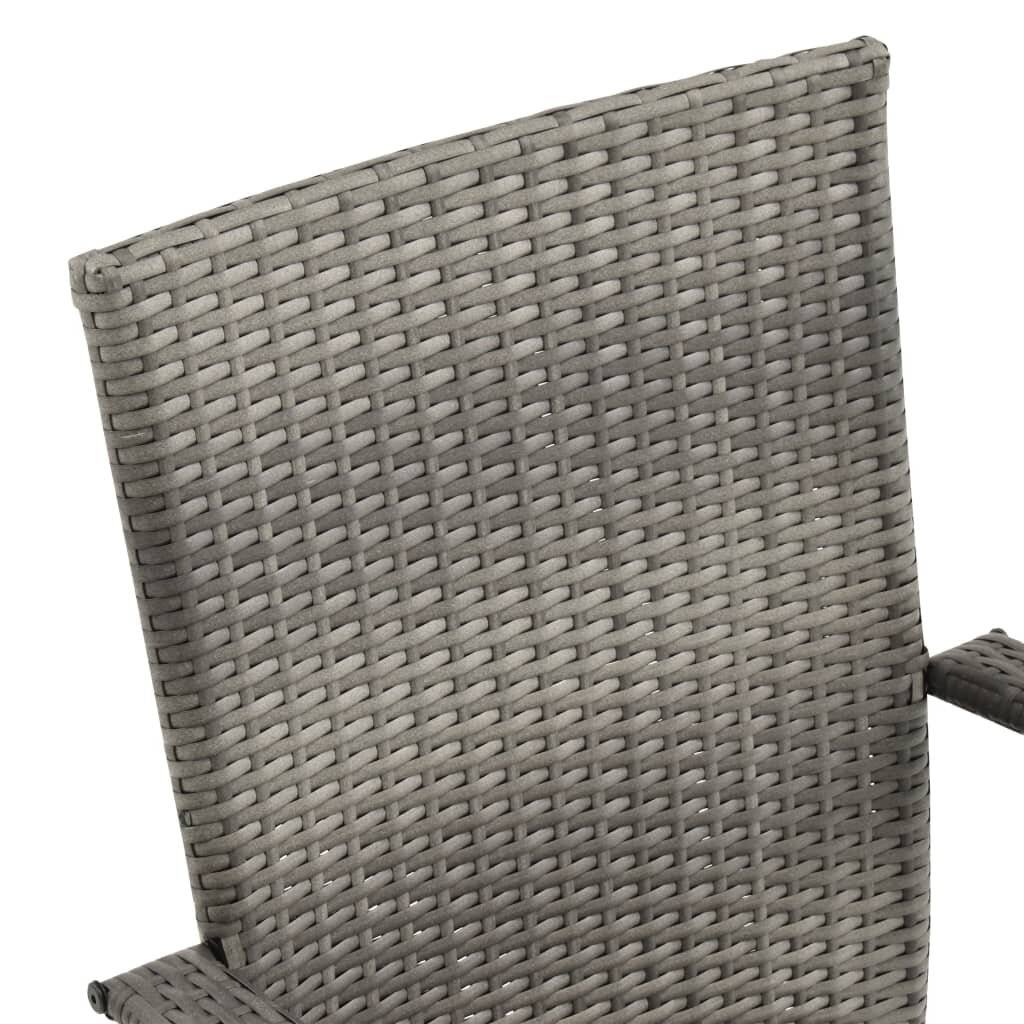 Gartenstühle Stapelbar 6 Stk. Grau Poly Rattan-6