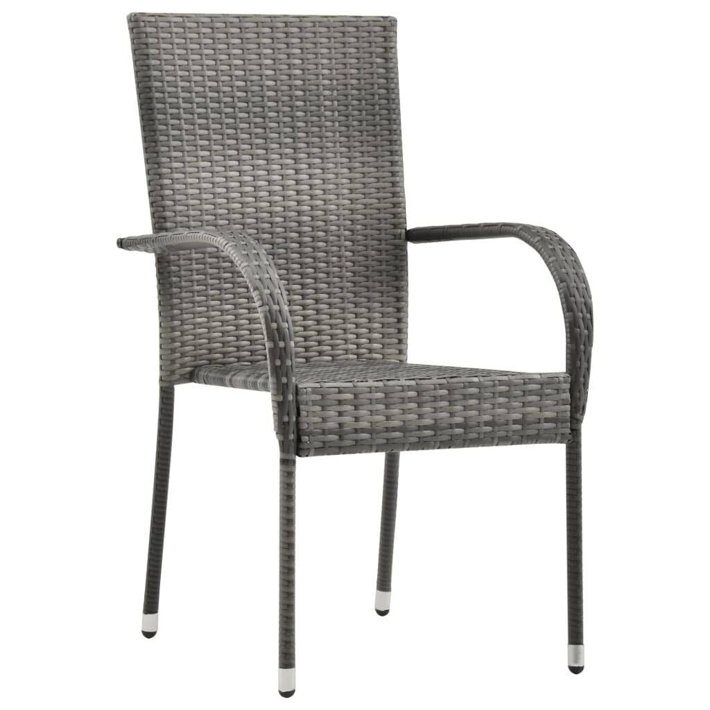 Gartenstühle Stapelbar 6 Stk. Grau Poly Rattan-2