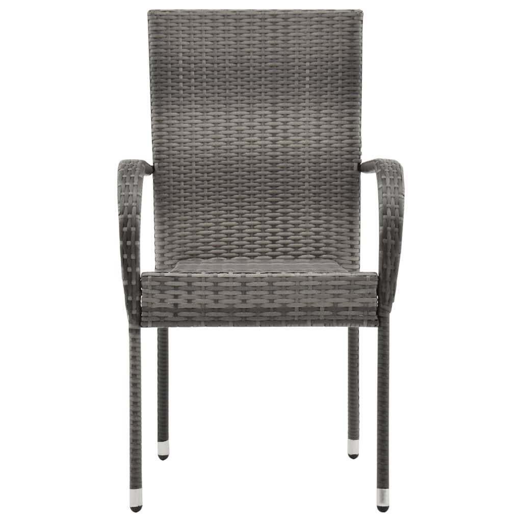 Gartenstühle Stapelbar 6 Stk. Grau Poly Rattan-3
