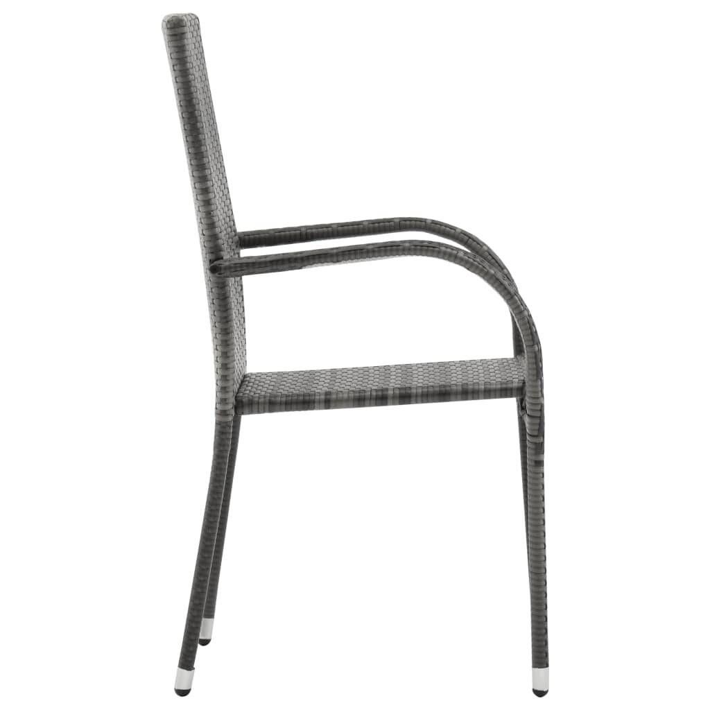 Gartenstühle Stapelbar 6 Stk. Grau Poly Rattan-4