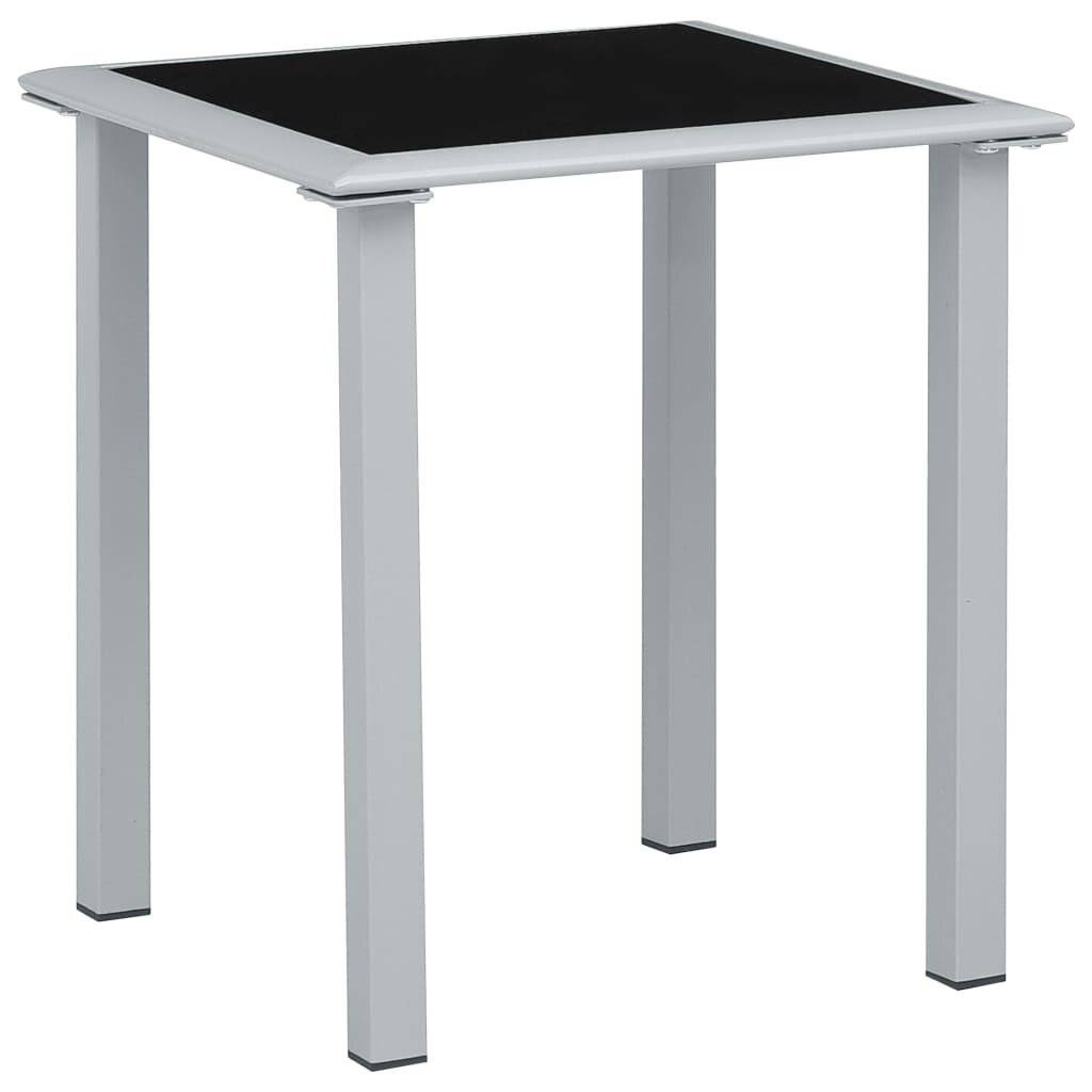 vidaXL Gartentisch Schwarz und Silbern 41x41x45 cm Stahl und Glas-4